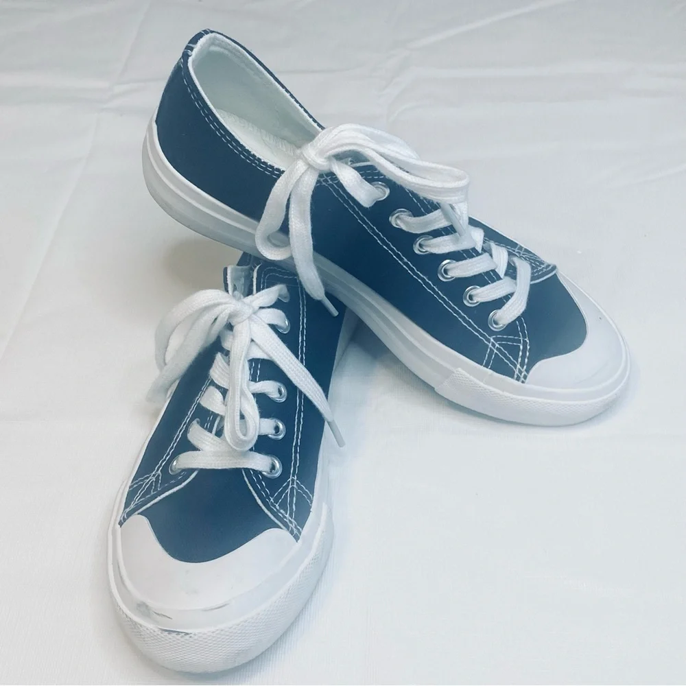 Jenn Ardor Womens Blue Canvas Sneakers